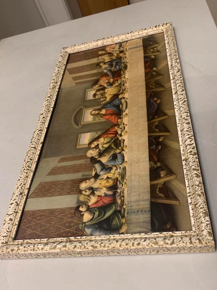 Vintage kader “Het Laatste Avondmaal” da vinci, Verzamelen, Religie, Zo goed als nieuw, Ophalen of Verzenden