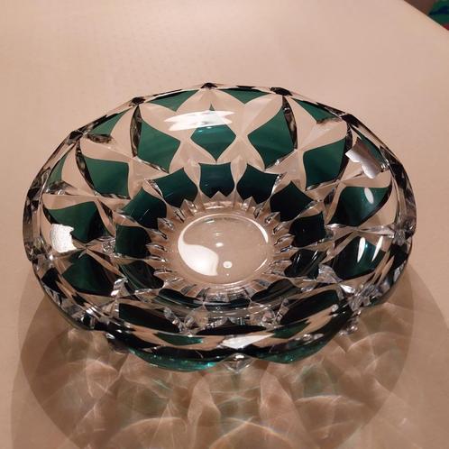Val Saint Lambert VSL Groen doublé vert fruitschaal kristal, Antiek en Kunst, Antiek | Glaswerk en Kristal, Ophalen of Verzenden