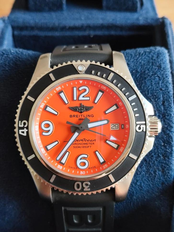 T.K. i.z.g.st. Breitling Superocean Automatic 42 van 08-2022, Handtassen en Accessoires, Horloges | Heren, Zo goed als nieuw, Polshorloge