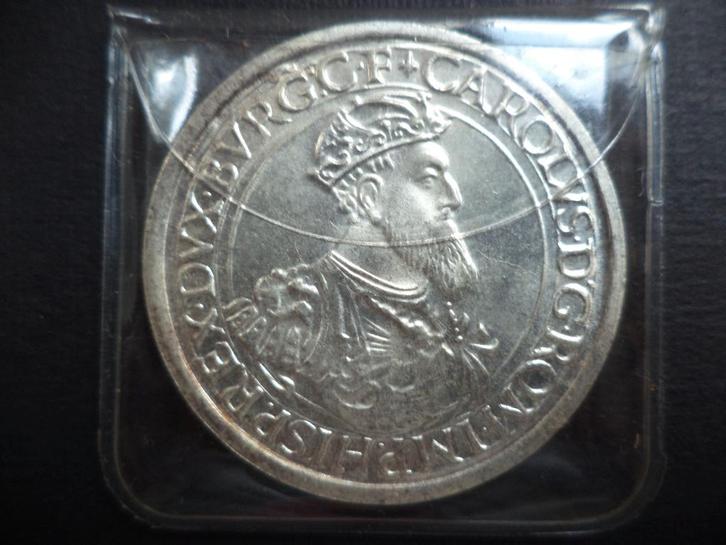 medaille Munt zilver België 5 Ecu Brussels Charles Quint V, Timbres & Monnaies, Pièces & Médailles, Argent, Enlèvement ou Envoi