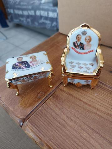 Vintage porseleinen juwelendoosjes Rainier en Grace beschikbaar voor biedingen