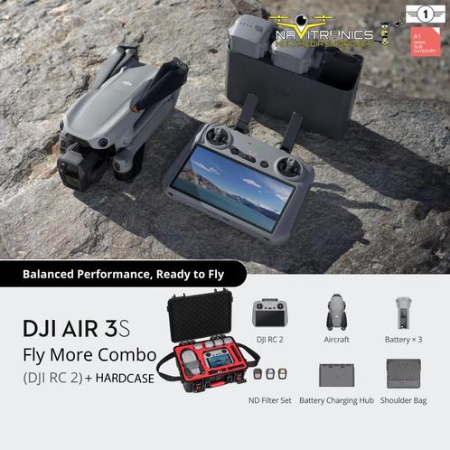 DJI AIR 3S RC2 FLY MORE COMBO INCL DRAAGKOFFER, Audio, Tv en Foto, Drones, Nieuw, Drone met camera, Ophalen of Verzenden