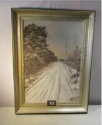 Belle œuvre peinte « L'hiver à la campagne », signée., Antiquités & Art, Art | Peinture | Classique, Enlèvement ou Envoi