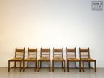 Brutalist - Set van zeseetkamerstoelen met gevlochten zit, Ophalen