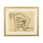 Houtskool Tekening Vrouw Naakt Studie Kunst Ingelijst, Antiek en Kunst, Ophalen of Verzenden