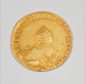ZELDZAME RUSSISCHE GOUDEN 10 ROEBEL  ELISABETH I 1756 beschikbaar voor biedingen
