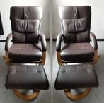 2 Lederen relaxzetels met been-voetsteun, Huis en Inrichting, Zetels | Zetels, Ophalen, Zo goed als nieuw, Eenpersoons, Leer