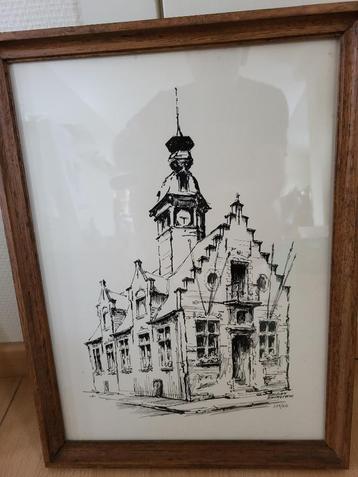 Pentekening Oud Stadhuis Blankenberge beschikbaar voor biedingen