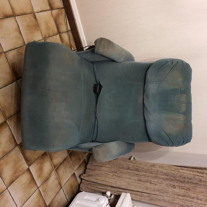 Gratis gratis groene stoffen elektrische relaxzetel, Huis en Inrichting, Fauteuils, Gebruikt, Stof, Ophalen