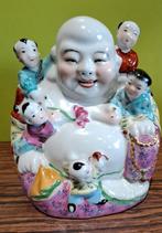 Bouddha rieur avec 5 enfants à l'état neuf H 21 cm L 21, Comme neuf, Enlèvement ou Envoi