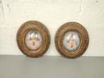 2 antieke gipsen kaders Jezus en Maria, Ophalen of Verzenden