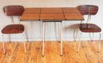 Bruine Formica Klaptafel + 2 Bruine Formica Stoelen, Huis en Inrichting, Ophalen, Zo goed als nieuw, Rechthoekig, Vintage / Jaren 60