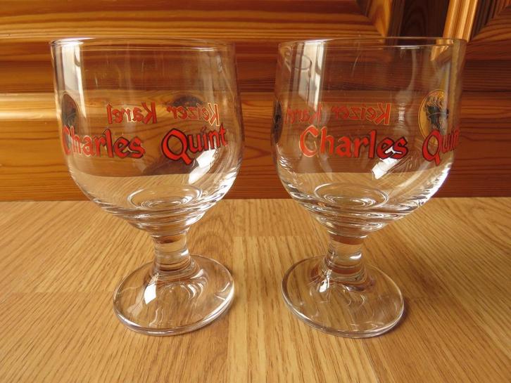 2 verres Charles Quint Keizer Karel de 20cl, Verzamelen, Biermerken, Gebruikt, Glas of Glazen, Overige merken, Ophalen of Verzenden