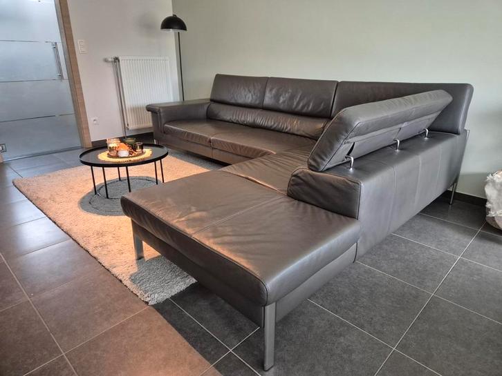 Lederen hoeksalon, Huis en Inrichting, Zetels | Complete zithoeken, Gebruikt, Leer, Ophalen