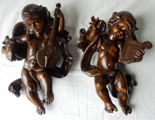 Set van 2 musicerende engelen, Huis en Inrichting, Woonaccessoires | Wanddecoraties, Zo goed als nieuw, Ophalen of Verzenden