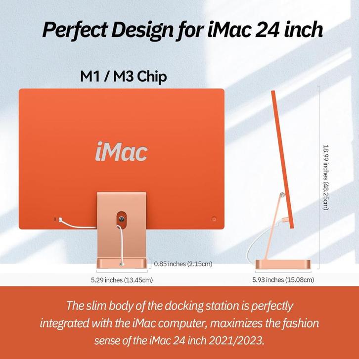 Minisopuru iMac dock voor Apple iMac M1/M3 (rose gold), Computers en Software, Dockingstations, Zo goed als nieuw, Docking station