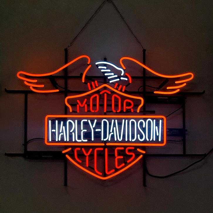 Harley Davidson glas neon lamp / lichtreclame, Verzamelen, Merken en Reclamevoorwerpen, Nieuw, Lichtbak of (neon) lamp, Ophalen of Verzenden