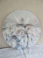 Muurdecoratie op glas ooievaars reigers diam 70 cm natuur, Huis en Inrichting, Woonaccessoires | Wanddecoraties, Ophalen