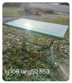 Salontafel van smeedijzer en glas uit 1940, Antiek en Kunst, Ophalen