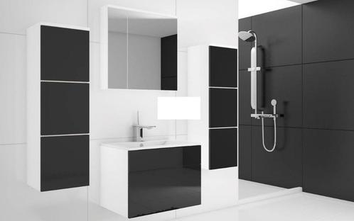 gloednieuwe badkamerset zwart met wit, Maison & Meubles, Salle de bain | Linge de bain & Accessoires, Neuf, Autres types, Blanc