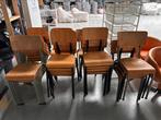 Houten stoelen metalen onderstel, Huis en Inrichting, Stoelen, Vijf, Zes of meer stoelen, Metaal, Gebruikt, Ophalen