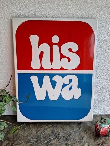 Emaille reclamebord Hiswa beschikbaar voor biedingen