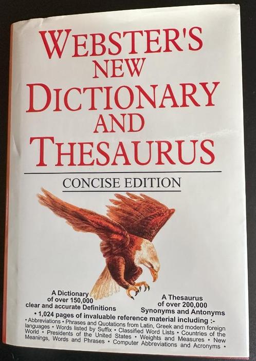 Webster's New Dictionary and Thesaurus, Livres, Dictionnaires, Utilisé, Anglais, Enlèvement ou Envoi