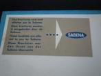 Brochure Sabena+ carte, Collections, Aviation, Carte, Photo ou Gravure, Utilisé, Enlèvement ou Envoi