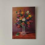 Schilderij van een tulpenboeket., Antiek en Kunst, Ophalen of Verzenden