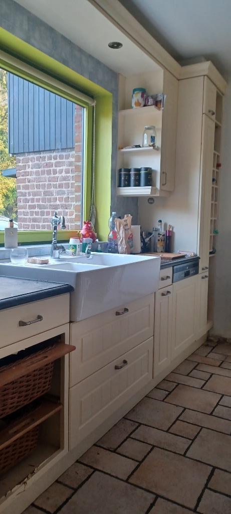 keuken, Huis en Inrichting, Keuken | Complete keukens, Gebruikt, Hoekkeuken, Crème, Graniet of Steen, Ophalen