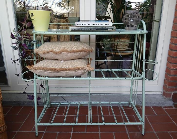 Oud vintage industrieel winkelrek étagère, Huis en Inrichting, Woonaccessoires | Etagères, Gebruikt, Ophalen