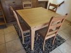 Table de salle à manger + 4 chaises, Comme neuf, 100 à 150 cm, Chêne, Rectangulaire
