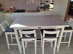 Hoge tafel met 6 stoelen in zeer goede staat, Huis en Inrichting, Ophalen, Zo goed als nieuw, Inclusief barstoelen