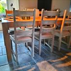 Massief tafel,6 stoelen, Huis en Inrichting, Stoelen, Gebruikt, Hout, Ophalen