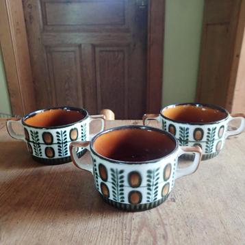 3 vintage Boch delta Noix soepkommen met 2 oortjes beschikbaar voor biedingen