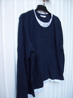 Blauwe blouse / shirt met witte afboording mt XL, Kleding | Dames, Grote Maten, Ophalen of Verzenden, Nieuw, Blauw, Shirt of Top