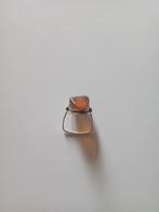 Zeer mooie antieke zilveren en amberkleurige ring T59, Ophalen of Verzenden, Zilver, Zilver
