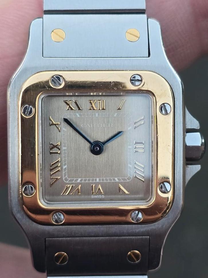 Cartier santos staalgoud ref 1567, Handtassen en Accessoires, Horloges | Dames, Goud, Goud, Ophalen of Verzenden