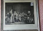 Antieke gravure “La Veuve et son Curé” naar Jean-Baptiste Gr, Antiek en Kunst, Ophalen of Verzenden