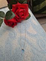 Zilveren slange ketting met blauwe Swarovski hangertje 925, Ophalen of Verzenden, Zo goed als nieuw