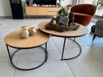 Salontafels kleur lichte eik met zwart metalen onderstel, Huis en Inrichting, Tafels | Salontafels, Ophalen, Zo goed als nieuw