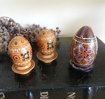 Vintage Ukrainian wooden Easter Eggs. Pysanka, Pysanky