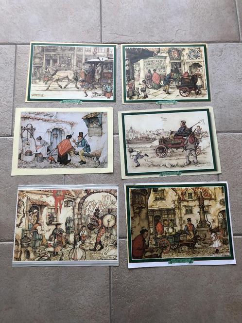 Anton Pieck gladde print tekeningen 6 stuks, Huis en Inrichting, Woonaccessoires | Schilderijen, Tekeningen en Foto's, Gebruikt