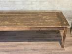 Landelijke boerentafel - 295 x 96 cm + 80 cm hoog / 2 lades, Rectangulaire, Landelijk, Teck, 50 à 100 cm