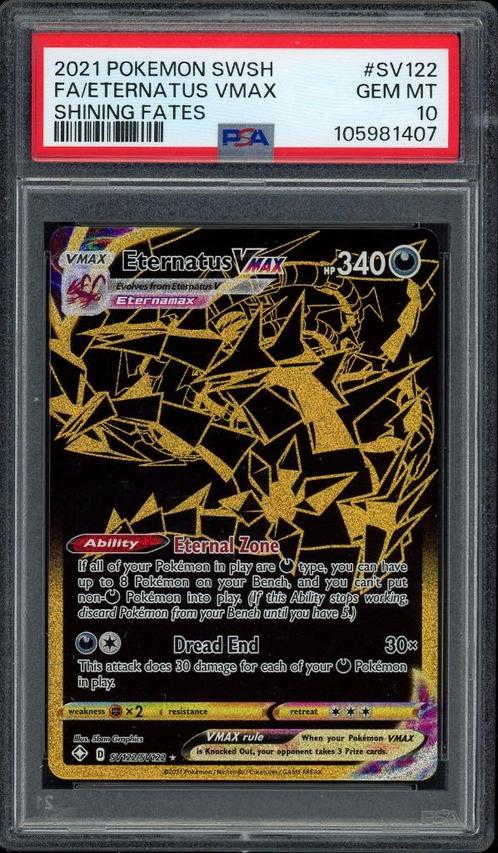 Eternatus VMAX PSA 10 - SV122/SV122 - Shining Fates 2021, Hobby en Vrije tijd, Verzamelkaartspellen | Pokémon, Zo goed als nieuw