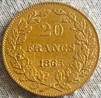 Munt 20 frank voor Leopold I 1865, Ophalen of Verzenden, België, Goud