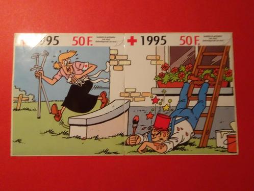 Sticker van het Belgische Rode Kruis - Bob en Bobette, Verzamelen, Stripfiguren, Zo goed als nieuw, Plaatje, Poster of Sticker