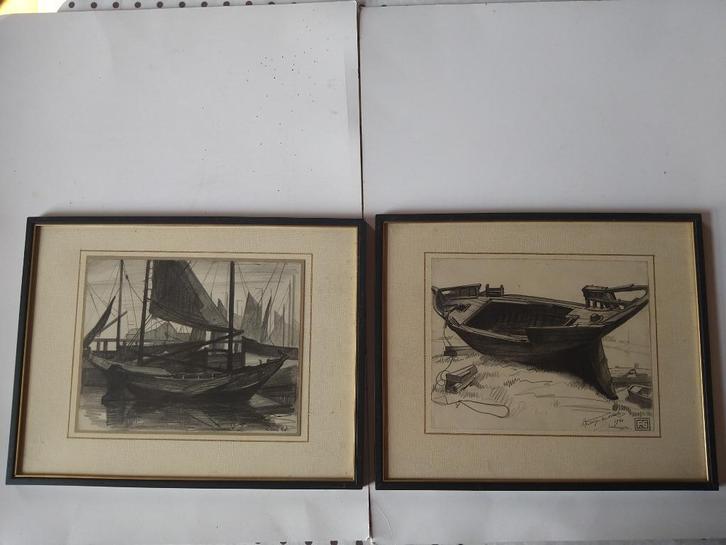 tekening georges frederic, Antiek en Kunst, Kunst | Schilderijen | Klassiek, Ophalen of Verzenden