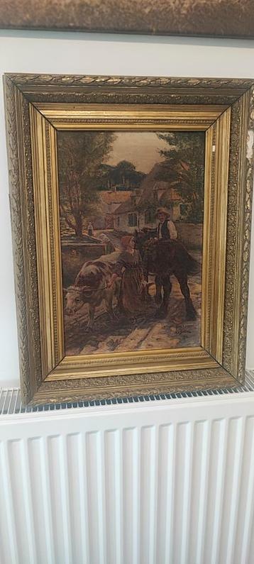 H. Jacquet of AD. Stocké 1918 oud olie schilderij beschikbaar voor biedingen