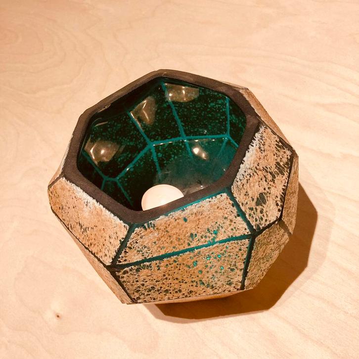 Glazen theelichthouder, Huis en Inrichting, Woonaccessoires | Kandelaars en Kaarsen, Nieuw, Kaars, Minder dan 25 cm, Overige materialen